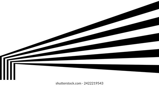 Schwarz auf weiß abstrakte Perspektive Linie Stripes mit 3D-Effekt einzeln auf weiß.