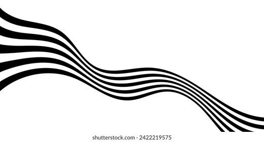 Tiras de onda de línea de perspectiva abstracta en blanco sobre blanco con efecto 3d dimensional aislado en blanco.