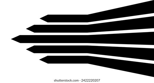 Black on white abstract perspective line stripes with 3d dimensional effect isolated on white.