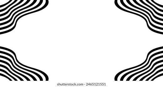 Black on white abstract perspective line stripes with 3d dimensional effect isolated on white.