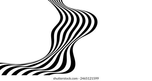 Línea de perspectiva abstracta negra sobre blanca