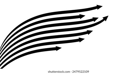 Black on white abstract perspective line wave stripes with 3d dimensional effect isolated on white background