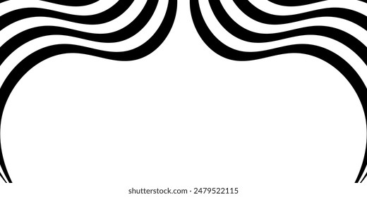 Negro sobre blanco abstracto línea de la perspectiva rayas de onda con efecto 3d dimensional aislado sobre fondo blanco