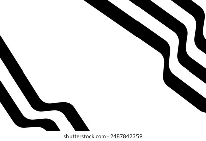Negro sobre blanco abstracto línea de la perspectiva rayas de onda con efecto 3d dimensional aislado sobre fondo blanco