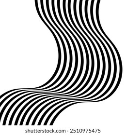 Black on white abstract perspective line wave