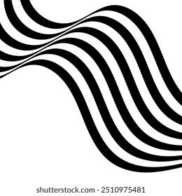 Black on white abstract perspective line wave