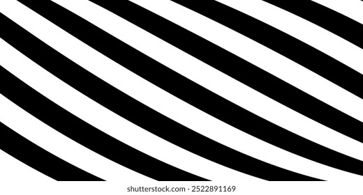 Rayas de onda de línea de perspectiva abstracta negra sobre blanca con efecto dimensional 3d