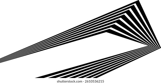 Black on white abstract perspective line wave stripes with 3d dimensional effect