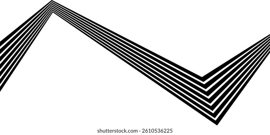 Black on white abstract perspective line wave stripes with 3d dimensional effect