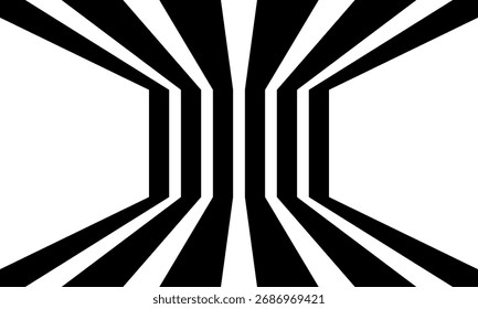Black on white abstract perspective line wave stripes with 3d dimensional effect isolated on white. vector illustration