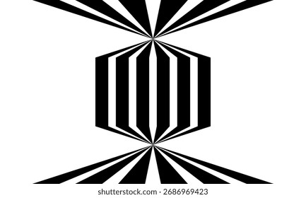 Rayas de onda de línea de perspectiva abstracta negra sobre blanca con efecto dimensional 3d aislado en blanco. Vector eps10