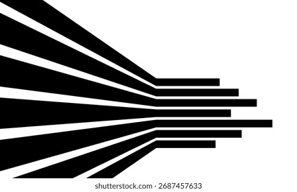 Preto em linhas de perspectiva abstratas brancas listras com efeito dimensional 3d isolado no branco. Vetor eps10