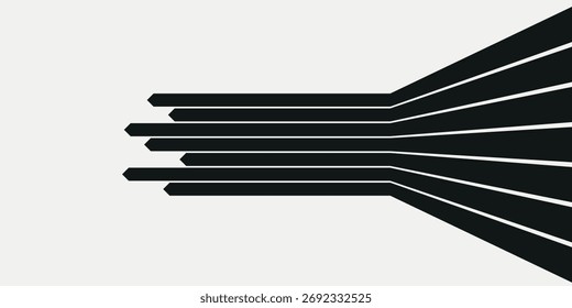 Schwarz auf weiß abstrakte perspektivische Streifen mit 3D-Effekt, isoliert auf weiß.