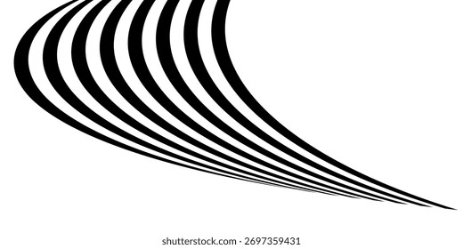 Rayas abstractas blancas de la línea de la perspectiva con efecto dimensional 3d aisladas en el fondo blanco