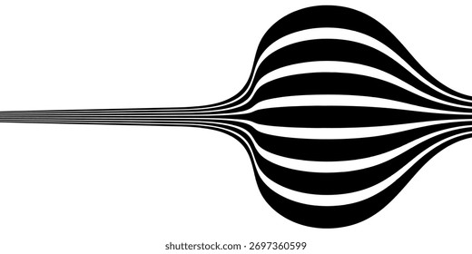 Rayas de línea de onda de perspectiva abstracta negra sobre blanca con efecto dimensional 3d aislado en blanco. ilustración de perspectiva lineal op art