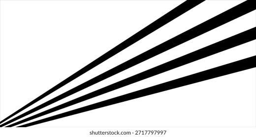 Rayas de onda de línea de perspectiva abstracta negra sobre blanca con efecto dimensional 3d aislado en blanco.