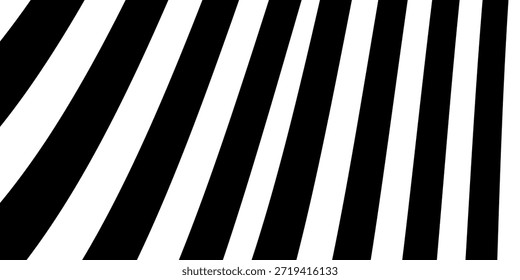 Rayas de onda de línea de perspectiva abstracta negra sobre blanca con efecto dimensional 3d aislado en blanco.