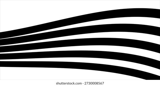 Preto em branco abstrato linhas de perspectiva listras de onda com efeito dimensional 3d isolado no branco. Vetor