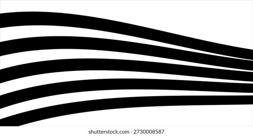 Preto em branco abstrato linhas de perspectiva listras de onda com efeito dimensional 3d isolado no branco. Vetor