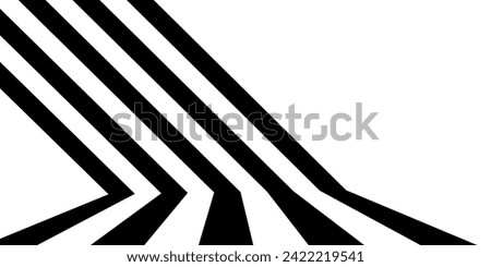 Black on white abstract perspective line wave stripes with 3d dimensional effect isolated on white.