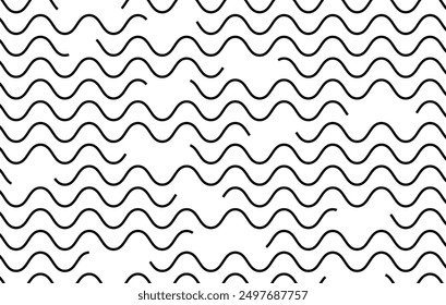 Black on white abstract wavy dotted lines striped. geometric design element for technology, science, modern concept background