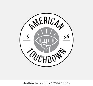 Black On White American Football Touchdown Badge Is A Vector Illustration Celebrating Sport Champions