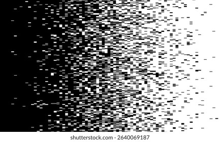 Black on white background. Black and white dissolve halftone grunge effect. Vector Illustration. Pixelated dissolve gradient