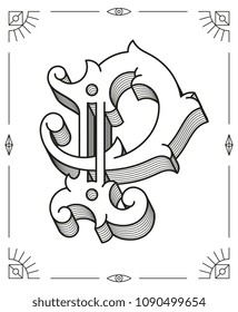 It's a black on white background vector illustration depicting a modern style letter P