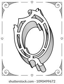 It's a black on white background vector illustration depicting a modern style letter Q