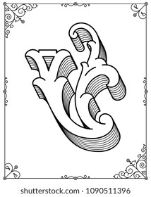 It's a black on white background vector illustration depicting a modern style letter V