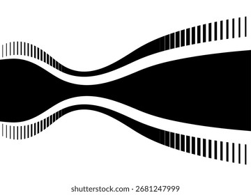 Patrón de Vector negro sobre fondo blanco de líneas gruesas curvas. Elemento de diseño rayado deportivo para publicidad, embalaje, cubiertas. Logotipo. Vector de fondo. Lugar para el texto