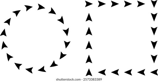 Black on white circle and square arrow