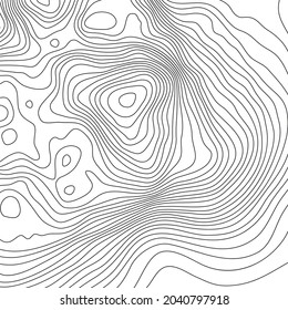 The black on white contours vector topography stylized height of the lines. The concept of a conditional geography scheme and the terrain path. Square. Map on land vector terrain Illustration.
