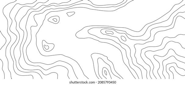 The black on white contours vector topography stylized height of the lines. The concept of a conditional geography scheme and the terrain path. Wide size. Map on land vector terrain Illustration.