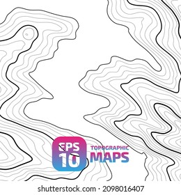 The black on white contours vector topography stylized height of the lines. The concept of a conditional geography scheme and the terrain path. 1x1 size. Map on land vector terrain Illustration.