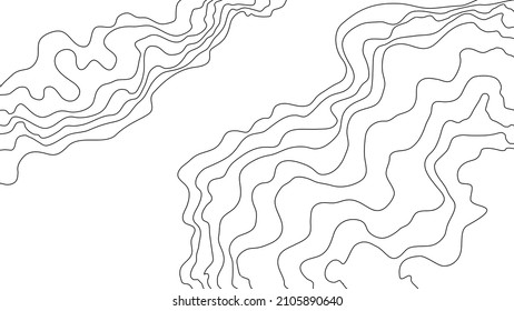 The black on white contours vector topography stylized height of the lines. The concept of a conditional geography scheme and the terrain path. Wide size. Map on land vector terrain Illustration.