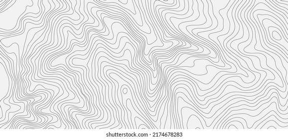 The black on white contours vector topography stylized height of the lines. The concept of a conditional geography scheme and the terrain path. Ultra wide. Map on land vector terrain Illustration.