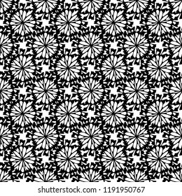 black on White Flower Silhouette Seamless Vector Pattern. Hand Drawn Floral Texture Graphic for Packaging, Fashion Prints, Stationary, Paper Goods and Trendy Wrapping. Monochrome Style Backdrop.