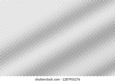 Black on white grunge halftone vector. Digital dotted texture. Textured dotwork gradient for vintage effect. Monochrome halftone overlay for cartoon effect. Perforated background. Ink dotwork surface