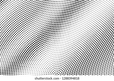 Black on white grunge halftone vector. Digital dotted texture. Contrast dotwork gradient. Monochrome halftone overlay for cartoon effect. Perforated background in retro style. Ink dotwork surface