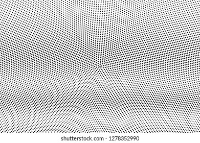 Black on white halftone vector texture. Horizontal dotted gradient. Subtle dotwork surface for vintage effect. Monochrome halftone overlay. Perforated retro background. Ink dot texture card