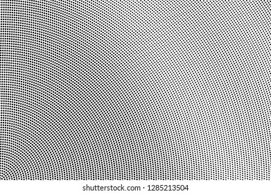 Black on white halftone vector texture. Rough perforated surface. Abstract dotwork gradient for vintage effect. Digital pop art background. Monochrome halftone overlay. Black ink dot texture card