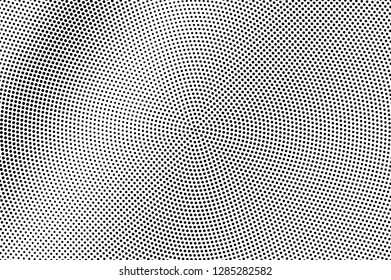 Black on white halftone vector texture. Grunge perforated surface. Circular dotwork gradient. Digital pop art background. Monochrome halftone overlay for vintage effect. Black ink dot cartoon texture