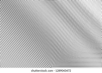 Black on white halftone vector. Grey dotted texture. Diagonal dotwork gradient. Monochrome halftone overlay for cartoon effect. Perforated background in retro style. Abstract dotwork surface