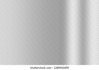 Black on white halftone vector. Micro dotted texture. Vertical dotwork gradient. Monochrome halftone overlay for cartoon effect. Perforated background in retro style. Abstract dotwork surface