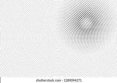 Black on white halftone vector. Circular dotted texture. Pale dotwork gradient. Monochrome halftone overlay for cartoon effect. Perforated background in retro style. Abstract dotwork surface