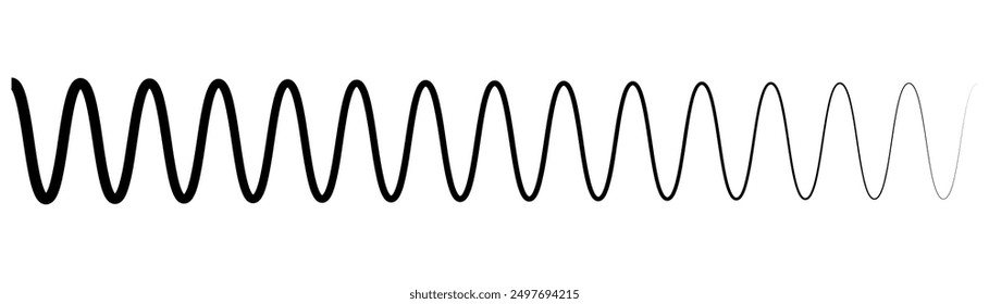 Black on white Horizontal wave line. Billowy, undulating zigzag, crisscross stripes