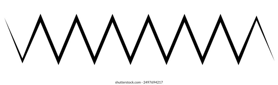 Black on white Horizontal wave line. Billowy, undulating zigzag, crisscross stripes