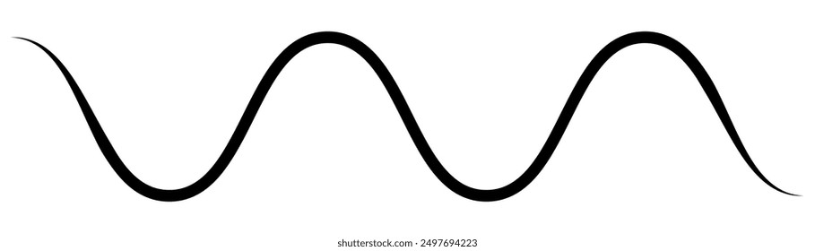 Black on white Horizontal wave line. Billowy, undulating zigzag, crisscross stripes