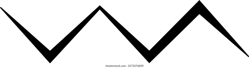 Black on white Horizontal zig zag line wave element. undulating zigzag, crisscross stripes